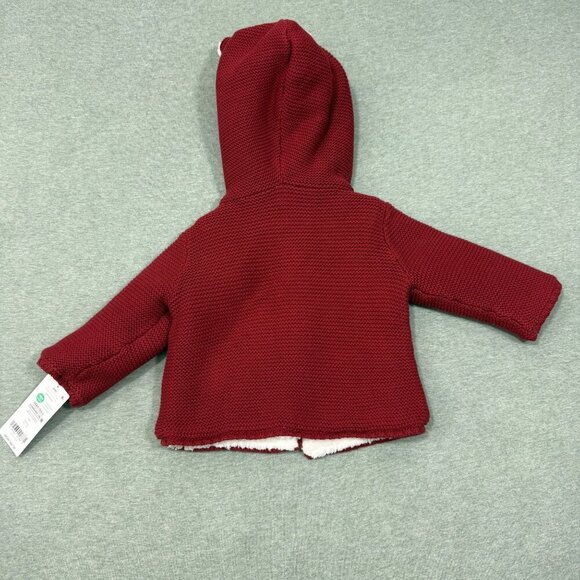 NWT Carter's Baby Girl Blush Red Knit Sherpa Lined Hooded Sweater Jacket 6M - Picture 4 of 5